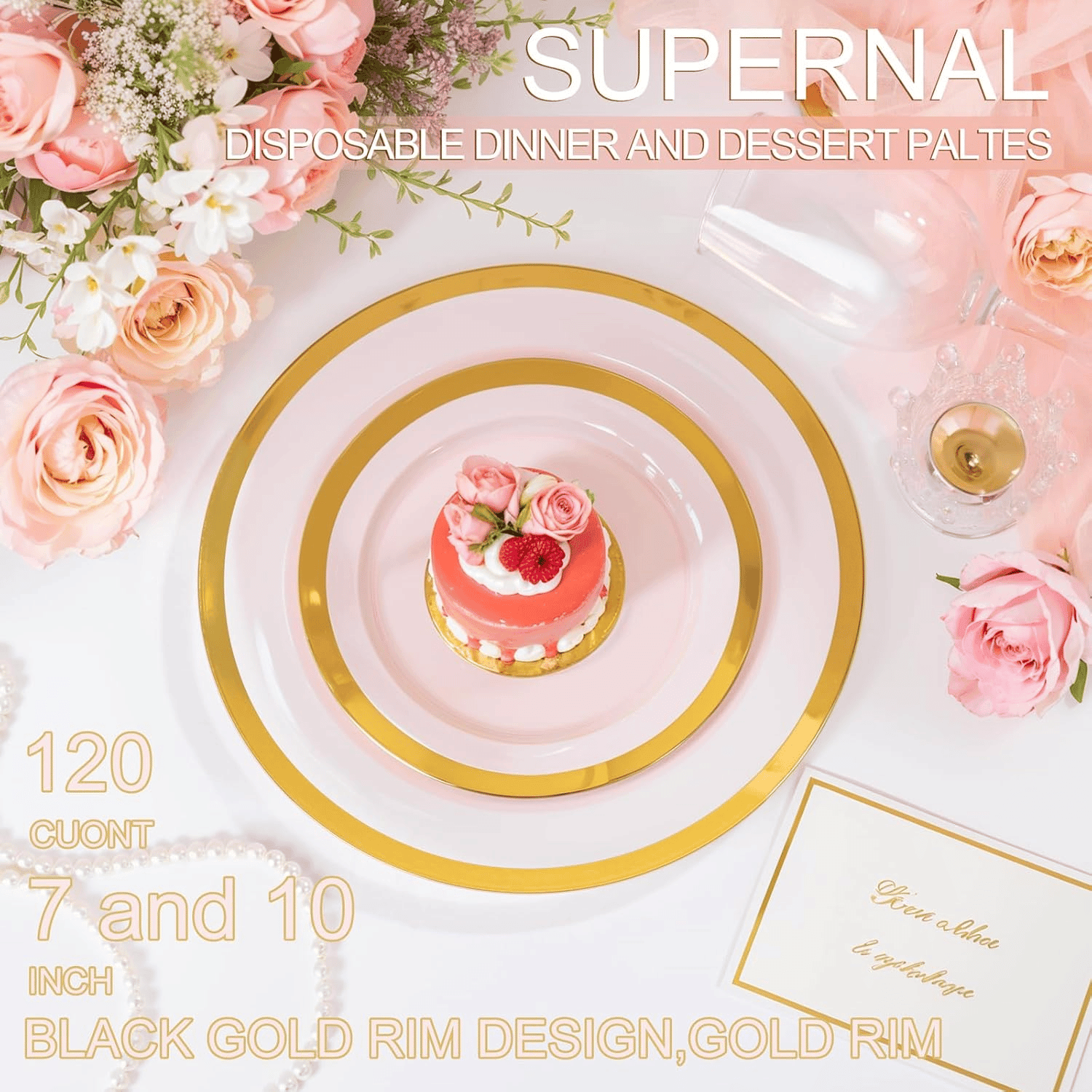 Pink Fancy Plastic Plates (120 Pieces) — view 7