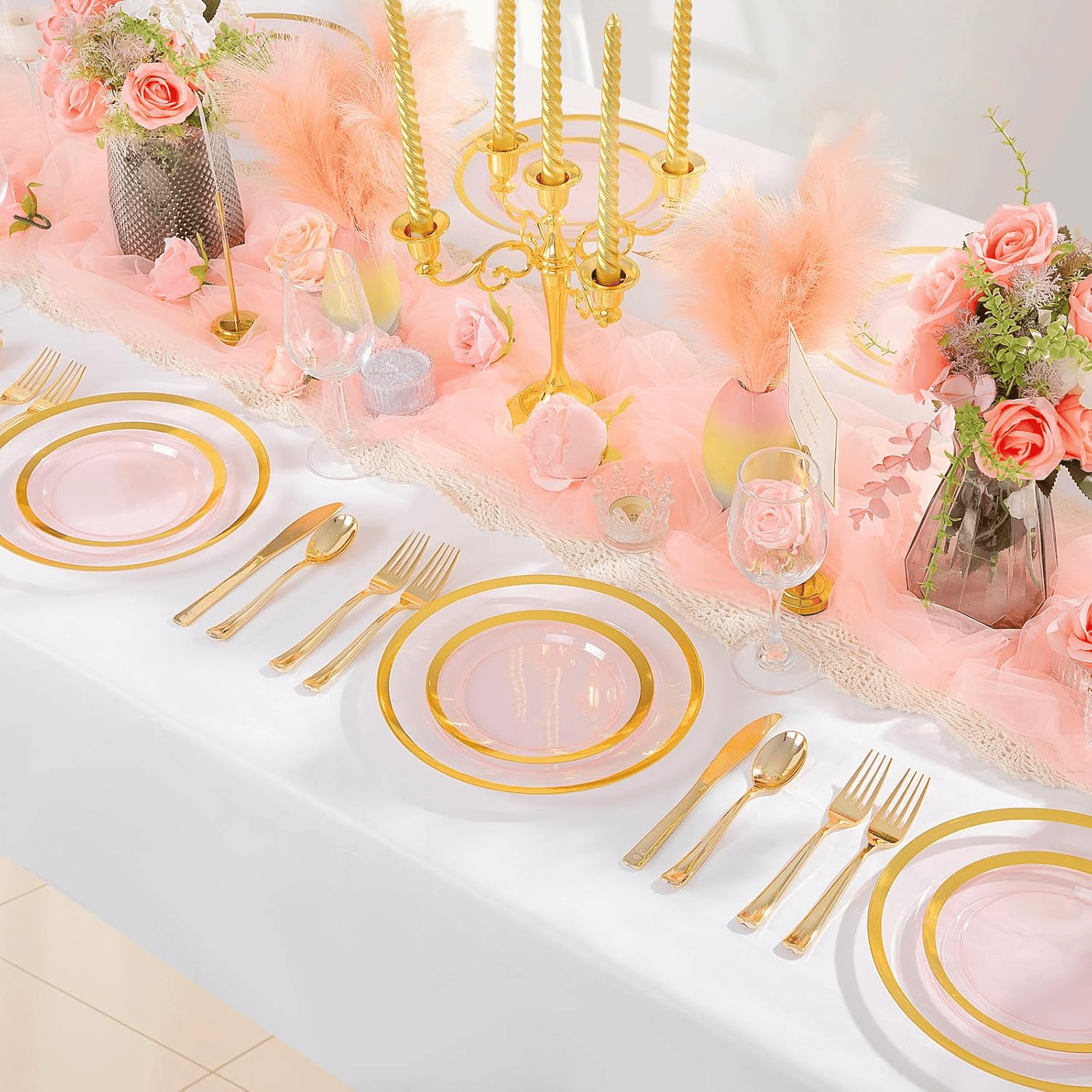 Pink Fancy Plastic Plates (120 Pieces) — view 8