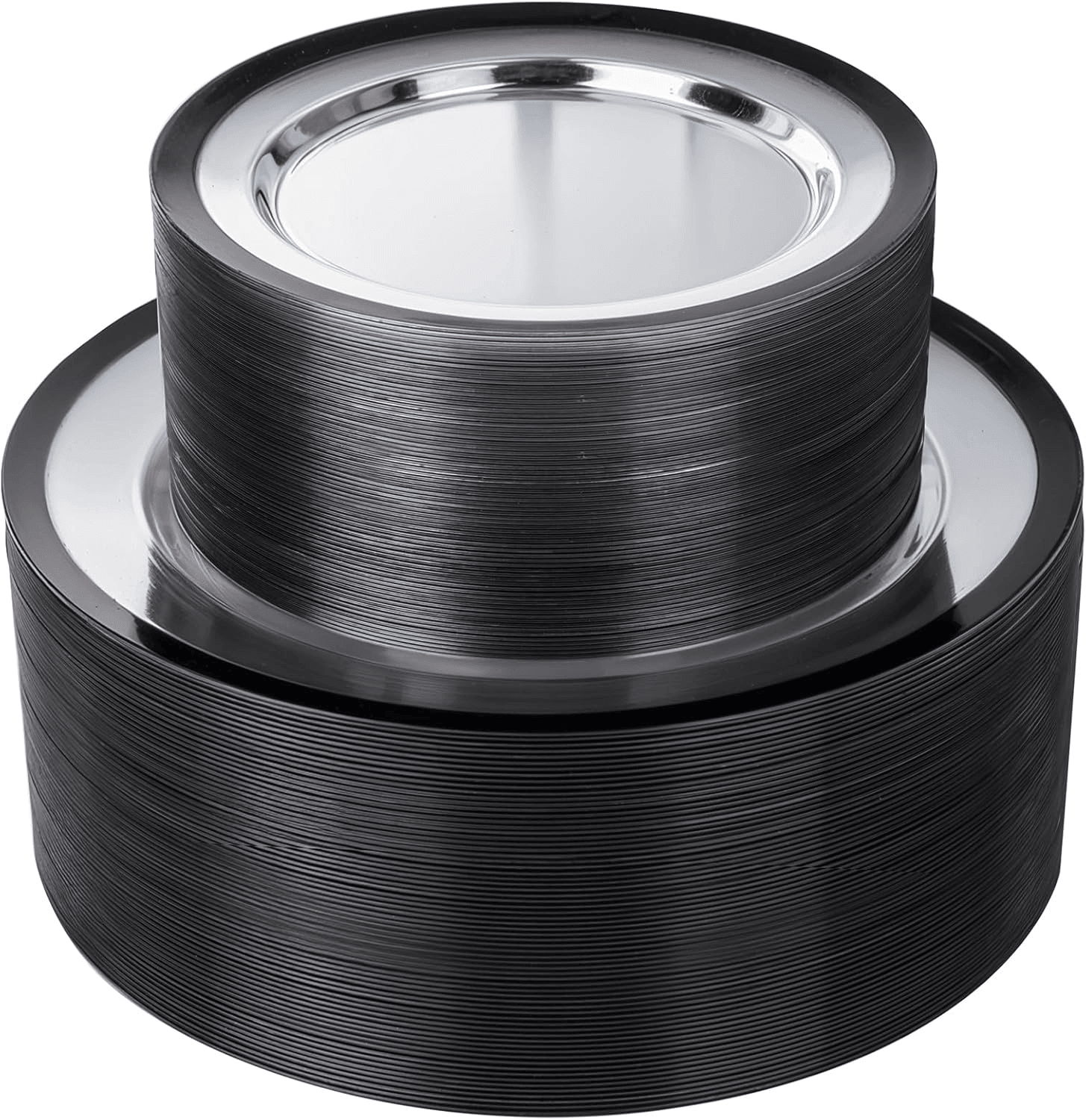 Clear And Black Fancy Plastic Plates (120 Pieces) — view 1