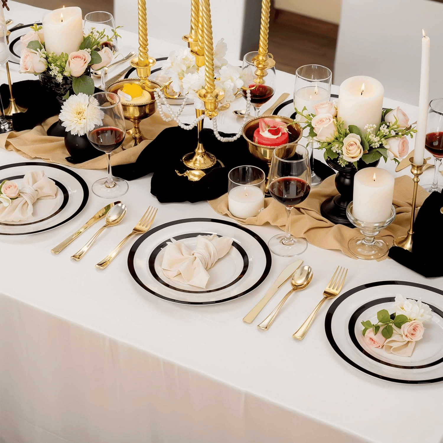 Clear And Black Fancy Plastic Plates (120 Pieces) — view 9