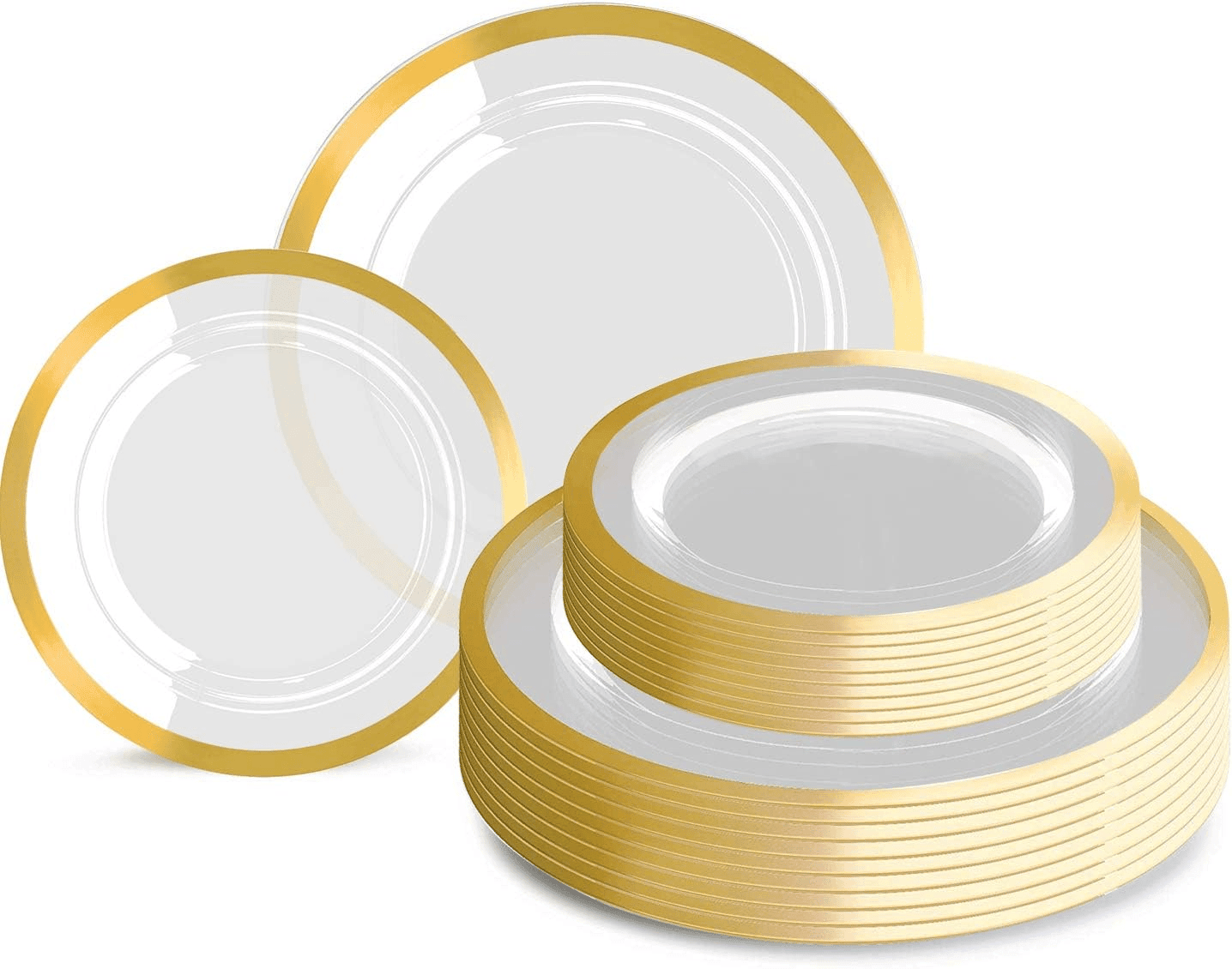 Classic Gold Rim Fancy Plastic Plates (120 Pieces) — view 1