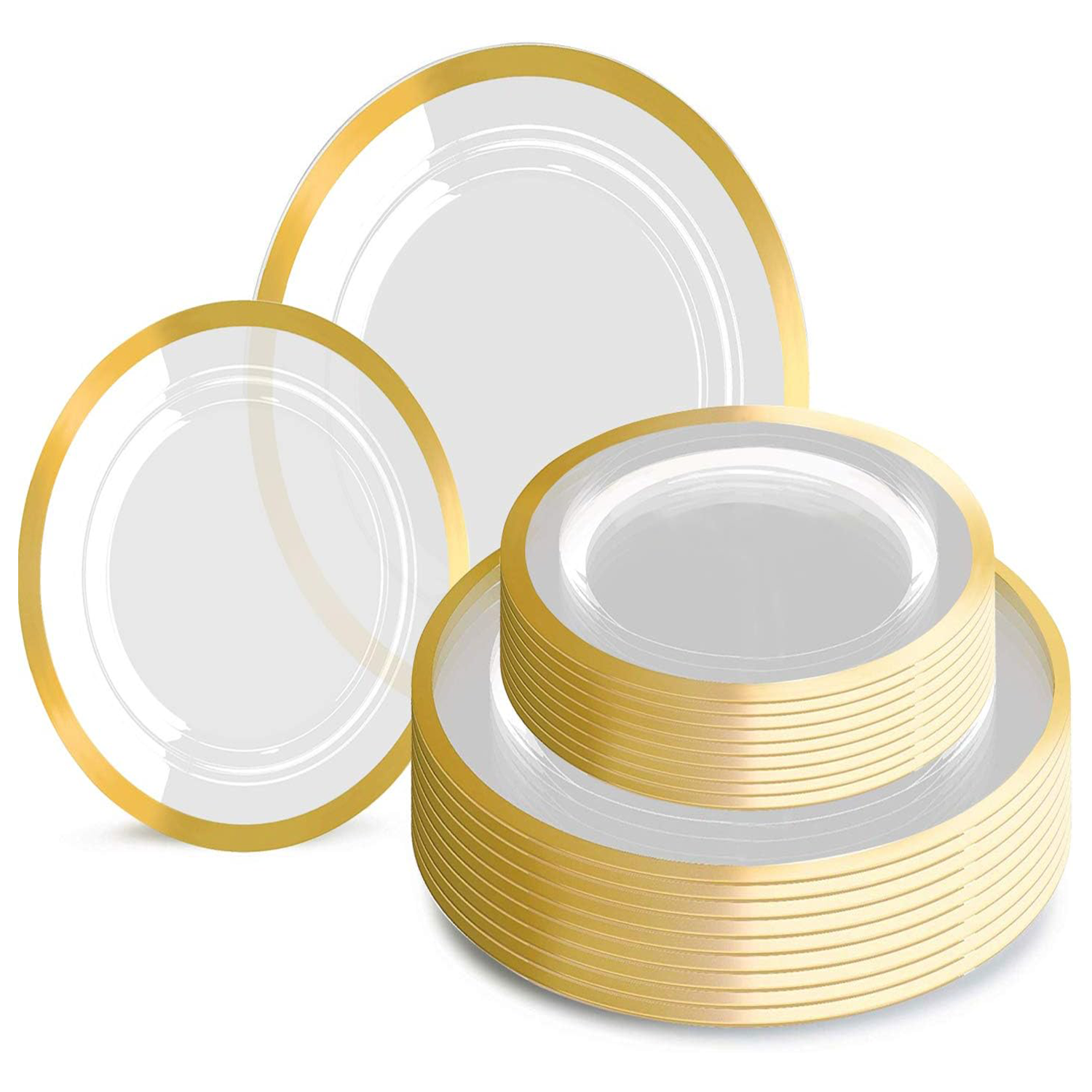 Classic Gold Rim Fancy Plastic Plates (120 Pieces) — view 3