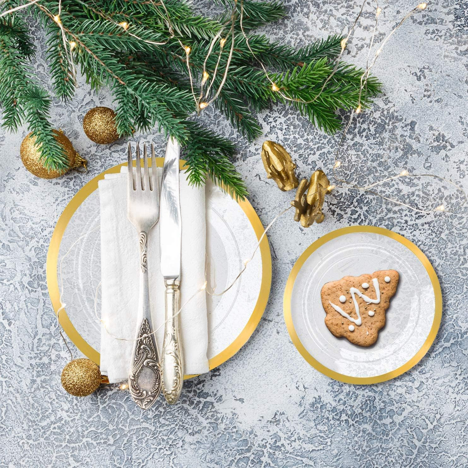 Classic Gold Rim Fancy Plastic Plates (120 Pieces) — view 4