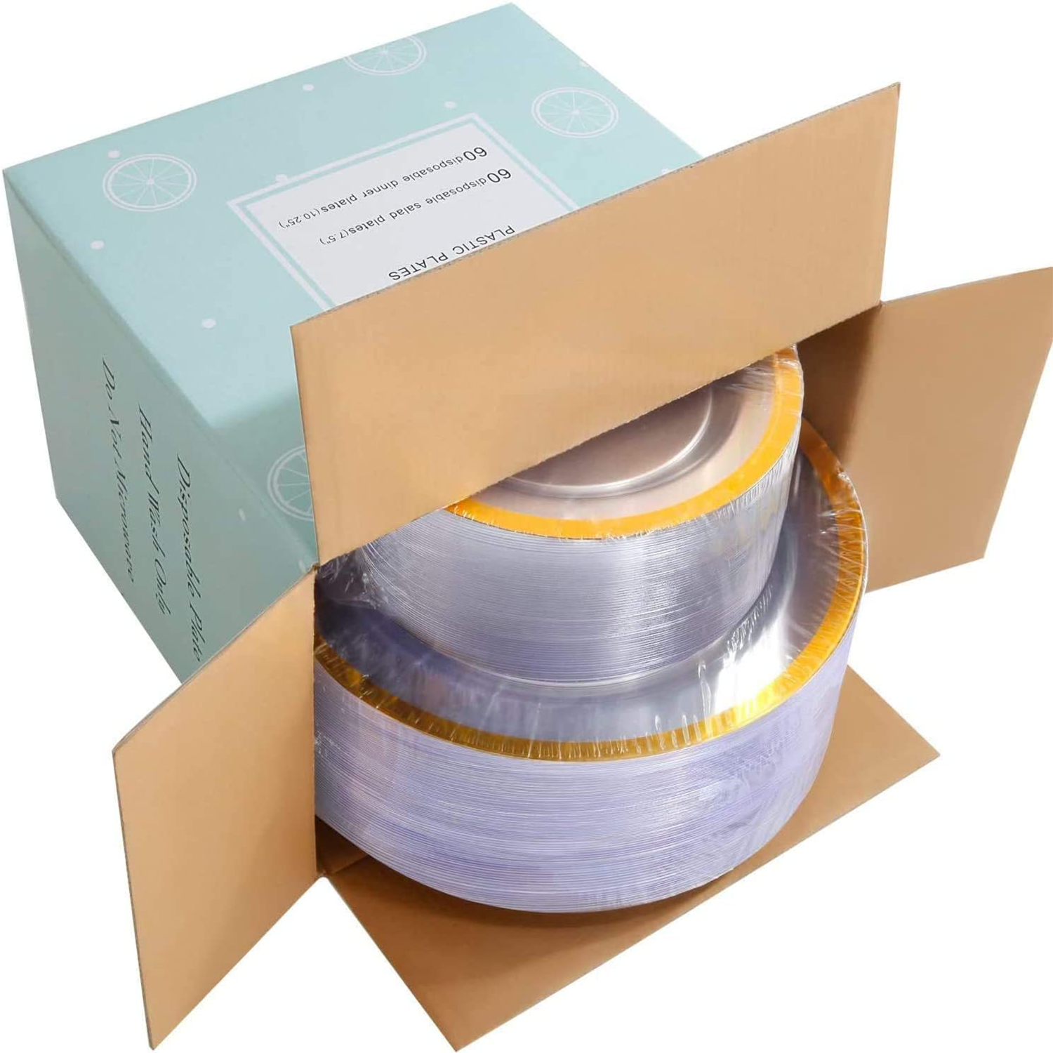 Classic Gold Rim Fancy Plastic Plates (120 Pieces) — view 5