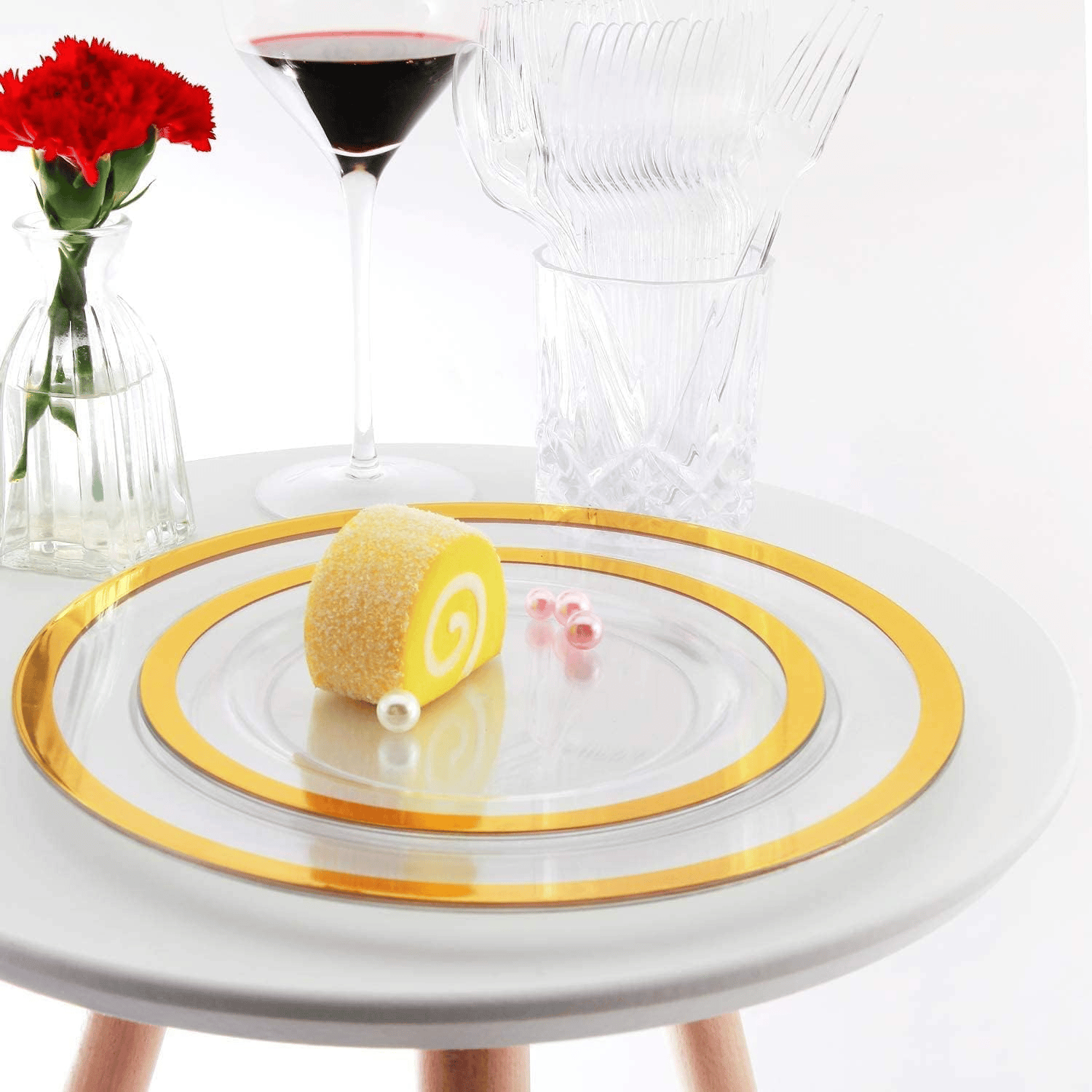 Classic Gold Rim Fancy Plastic Plates (120 Pieces) — view 8