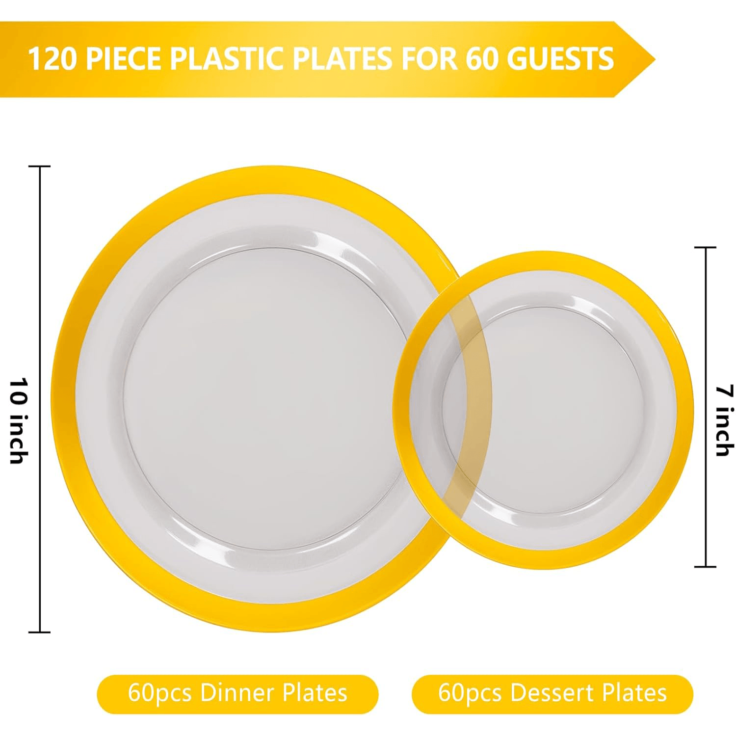 Clear Black Fancy Plastic Plates (120 Pieces) — view 2