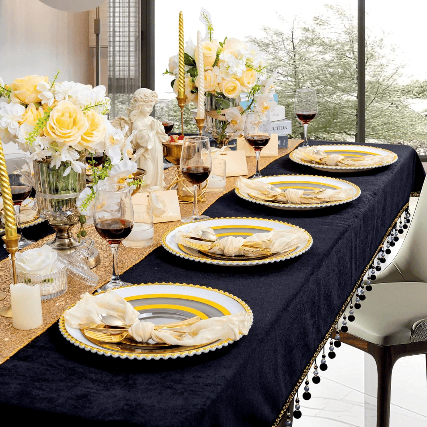 Clear Black Fancy Plastic Plates (120 Pieces) — view 7