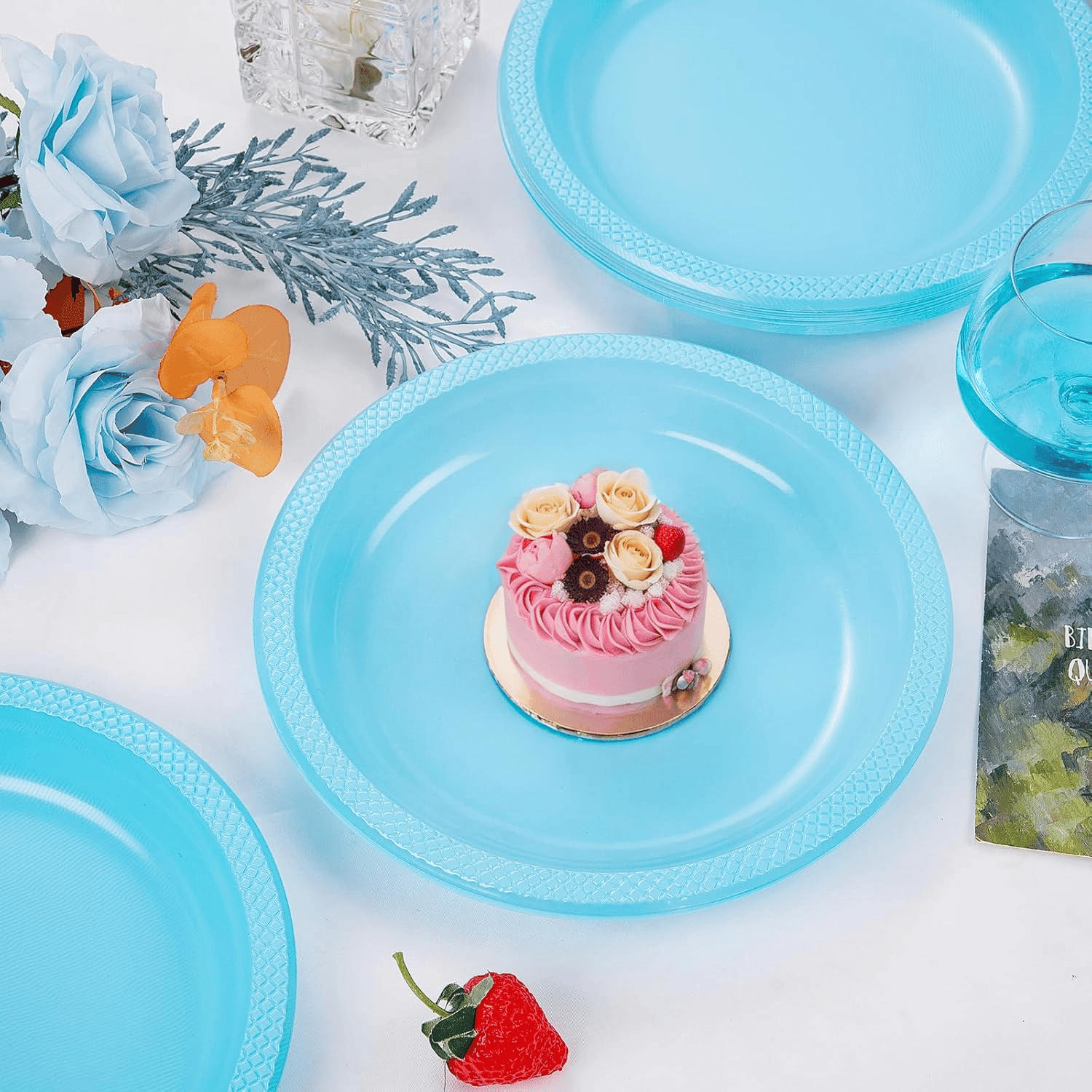 Light Blue 9inch Disposable Dinner Plates for Party (150 Pieces) — view 2