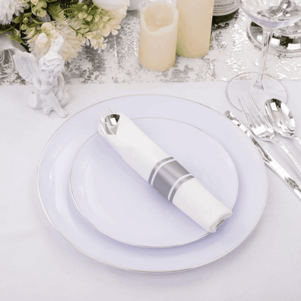 Silver Pre-Rolled Cutlery with Napkins — view 5