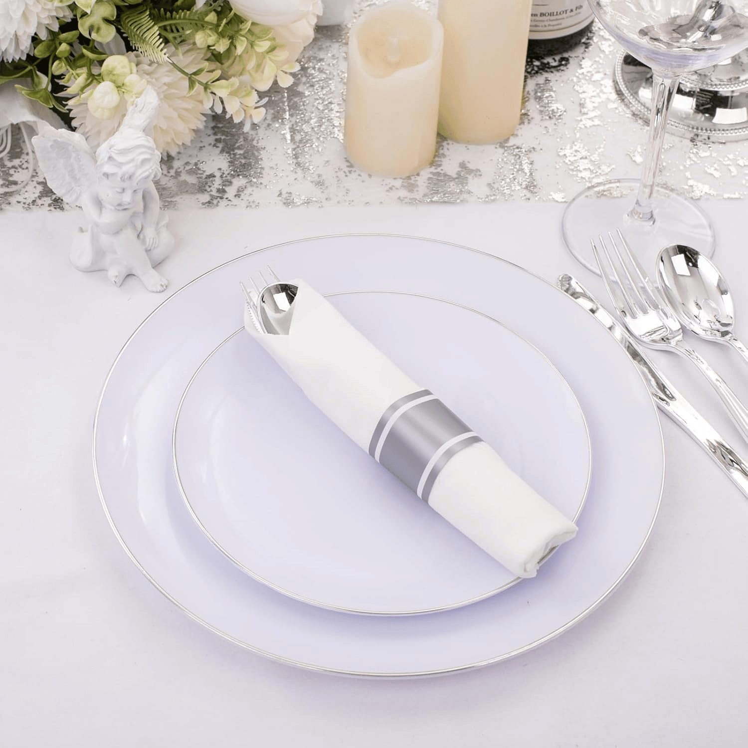 Silver Pre-Rolled Cutlery with Napkins — view 5
