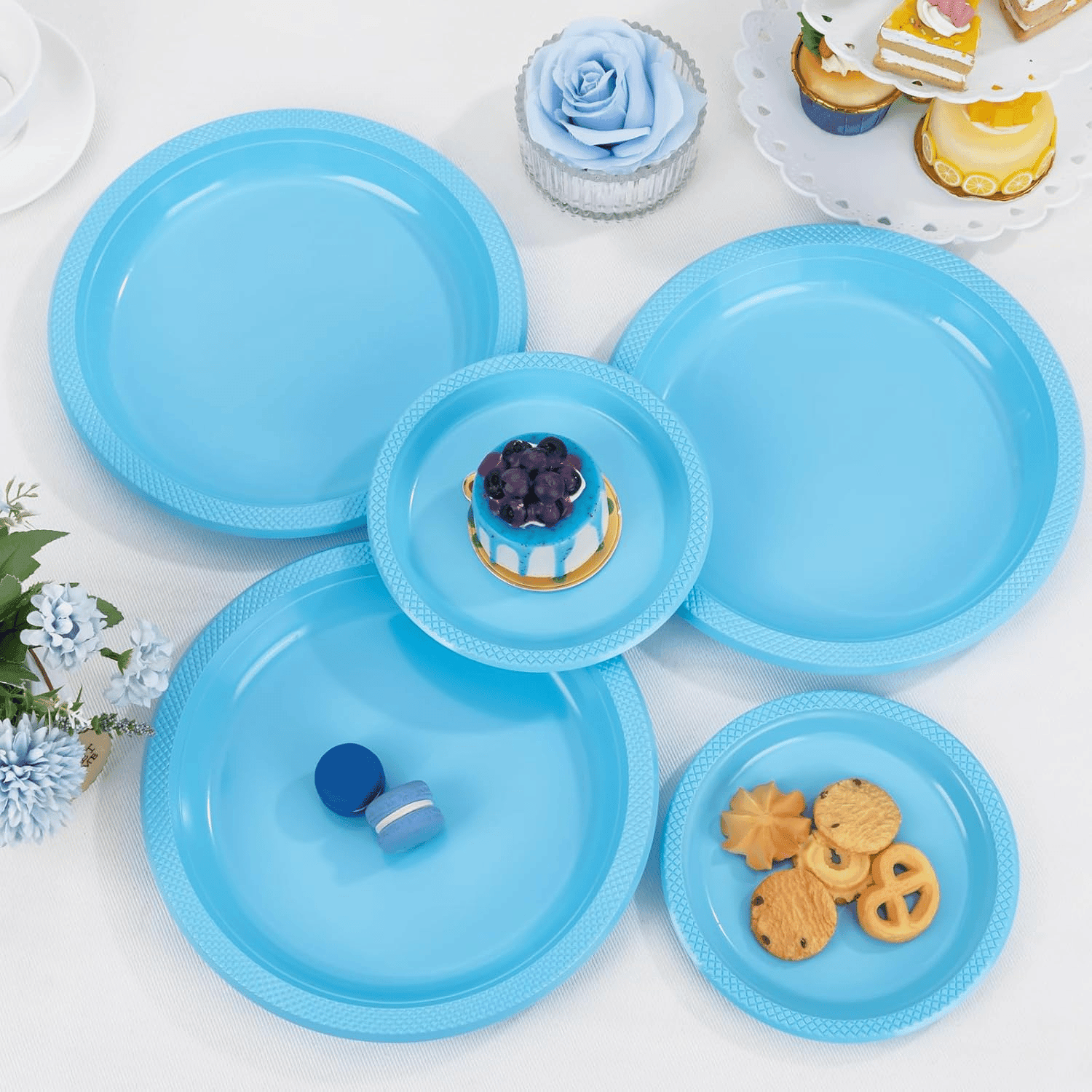 Light Blue 9inch Disposable Dinner Plates for Party (150 Pieces) — view 3