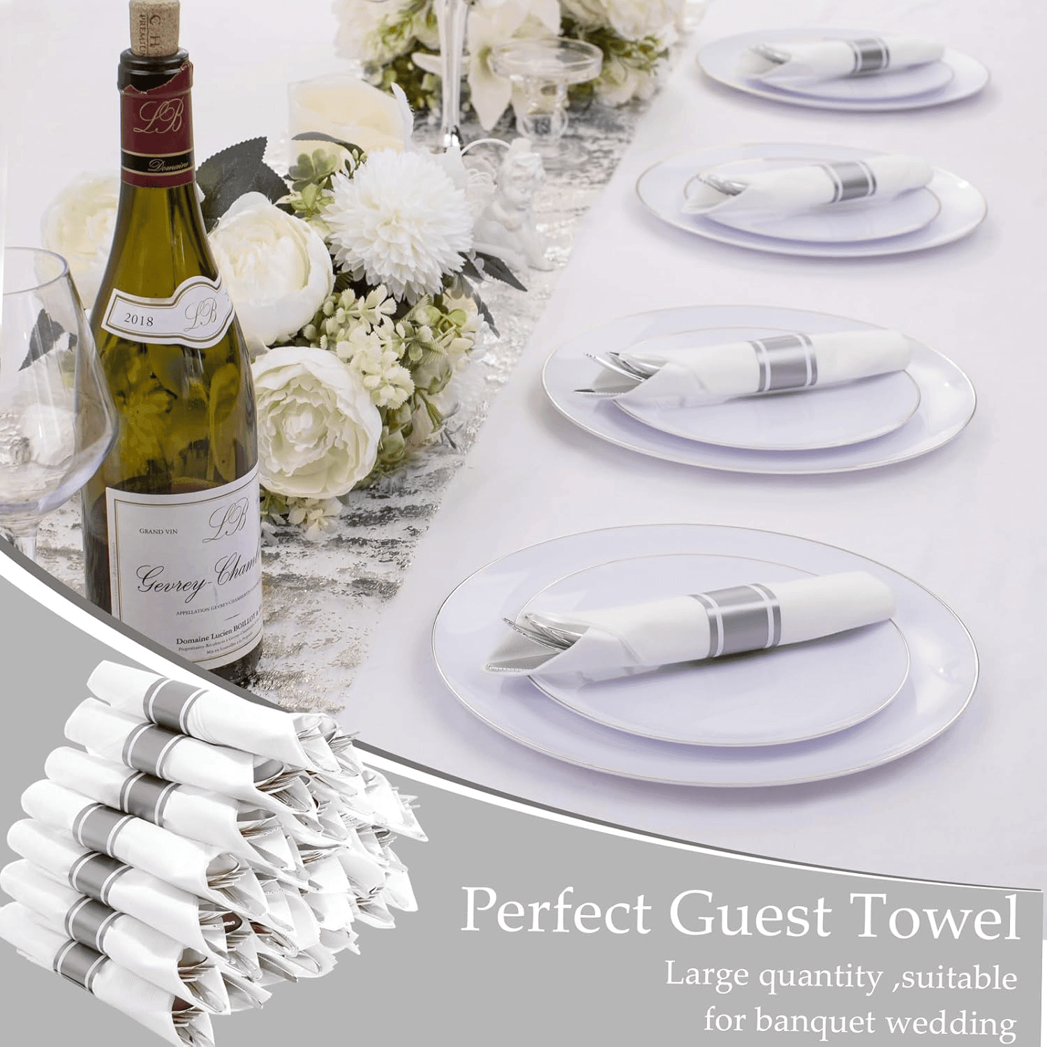Silver Pre-Rolled Cutlery with Napkins — view 9