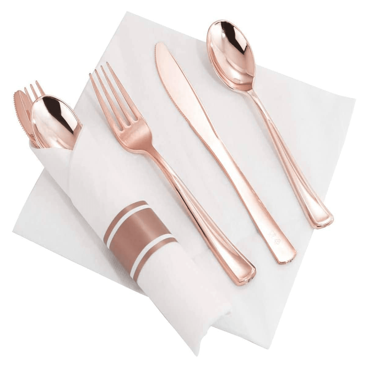 Rose Gold Pre-Rolled Cutlery with Napkins — view 2