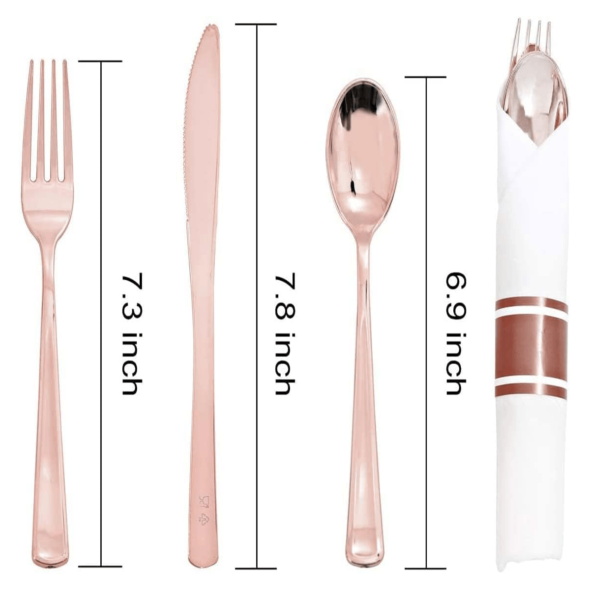 Rose Gold Pre-Rolled Cutlery with Napkins — view 3