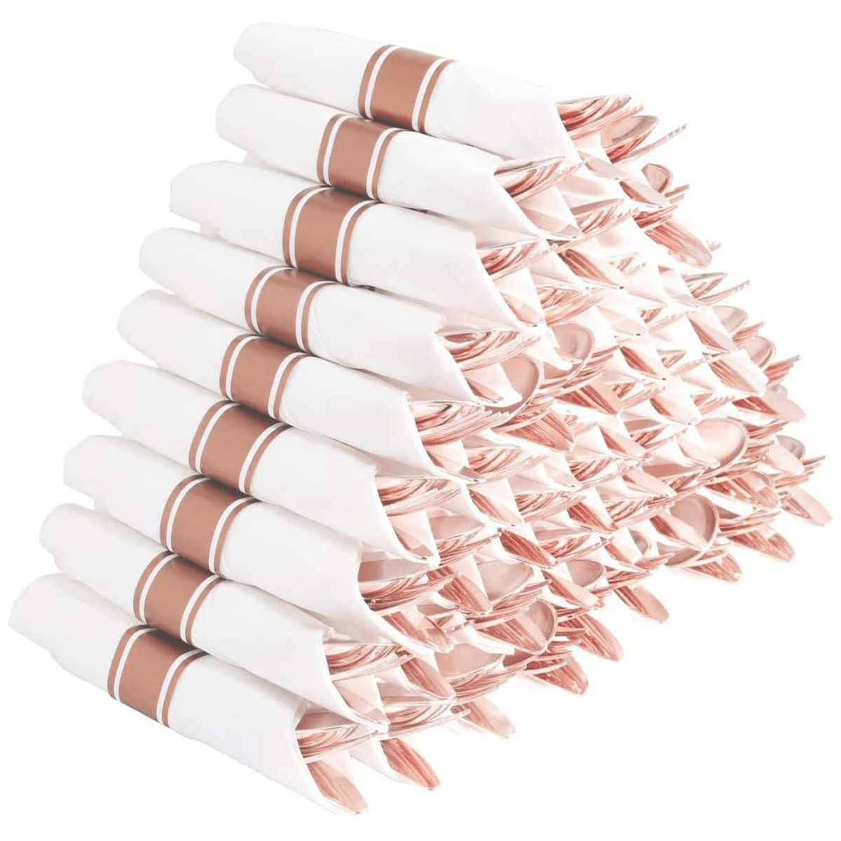 Rose Gold Pre-Rolled Cutlery with Napkins — view 4