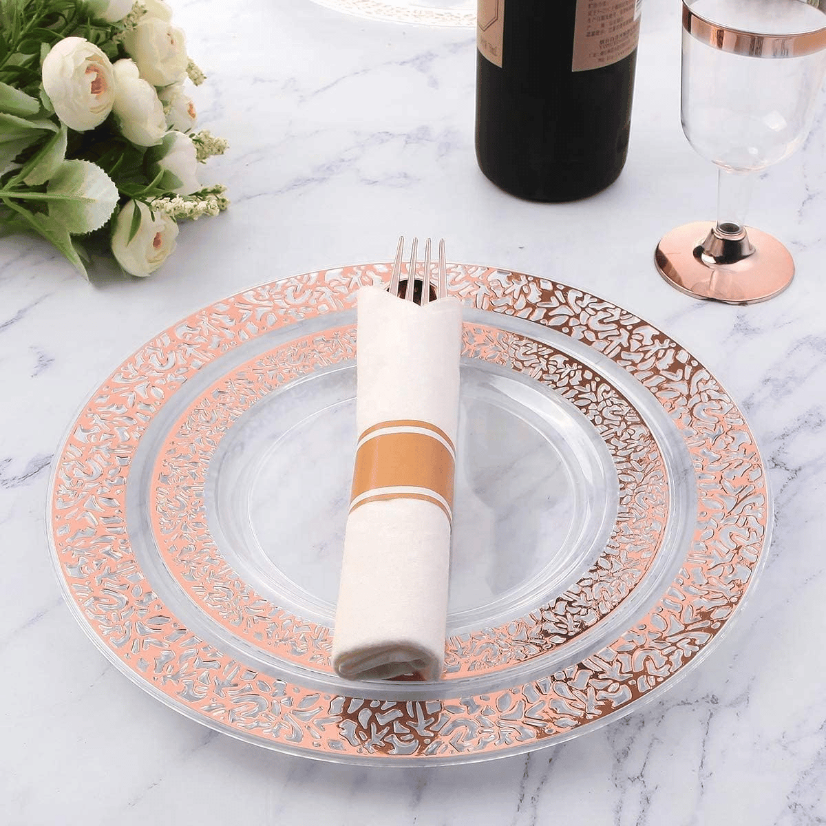 Rose Gold Pre-Rolled Cutlery with Napkins — view 5