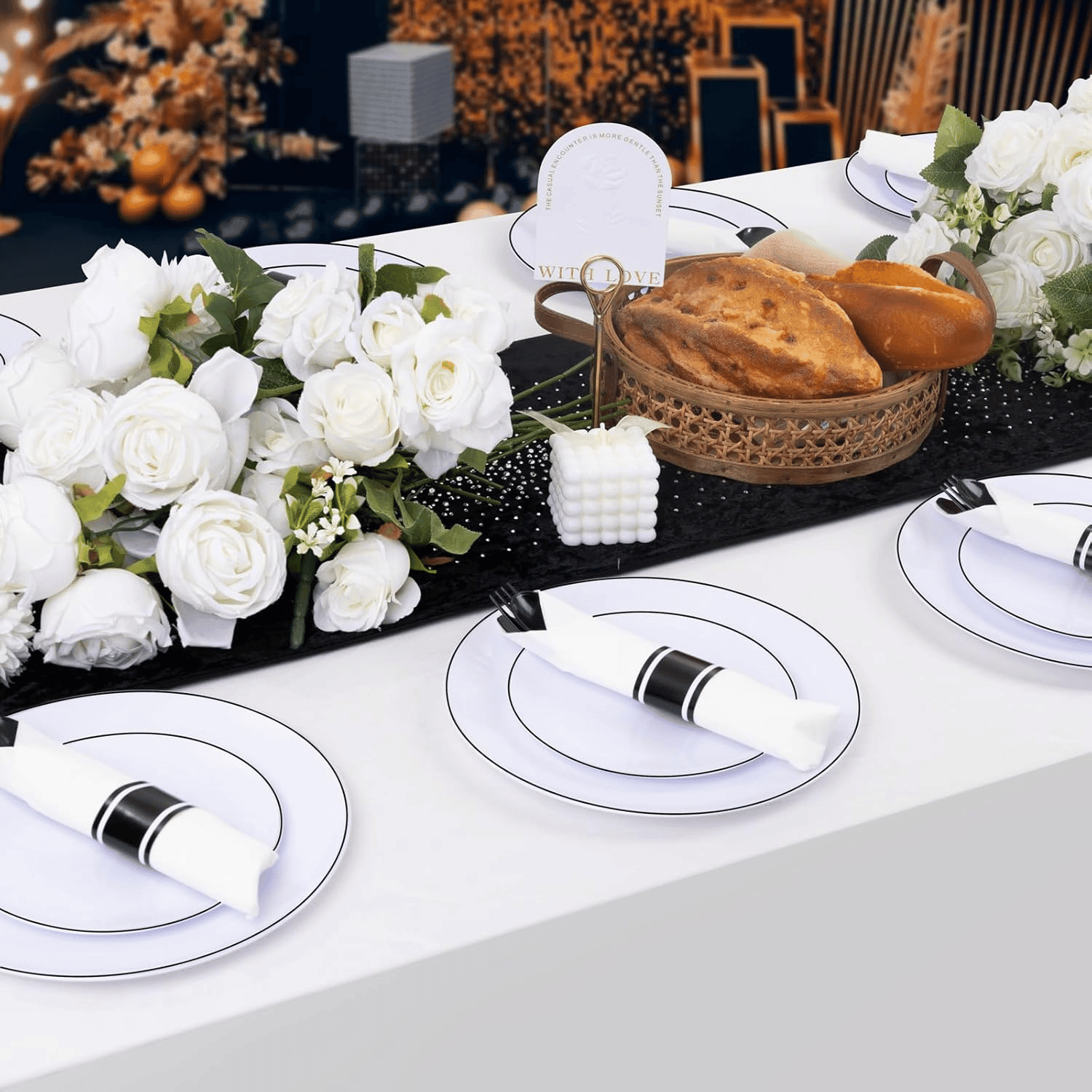 Black Pre-Rolled Cutlery with Napkins — view 5
