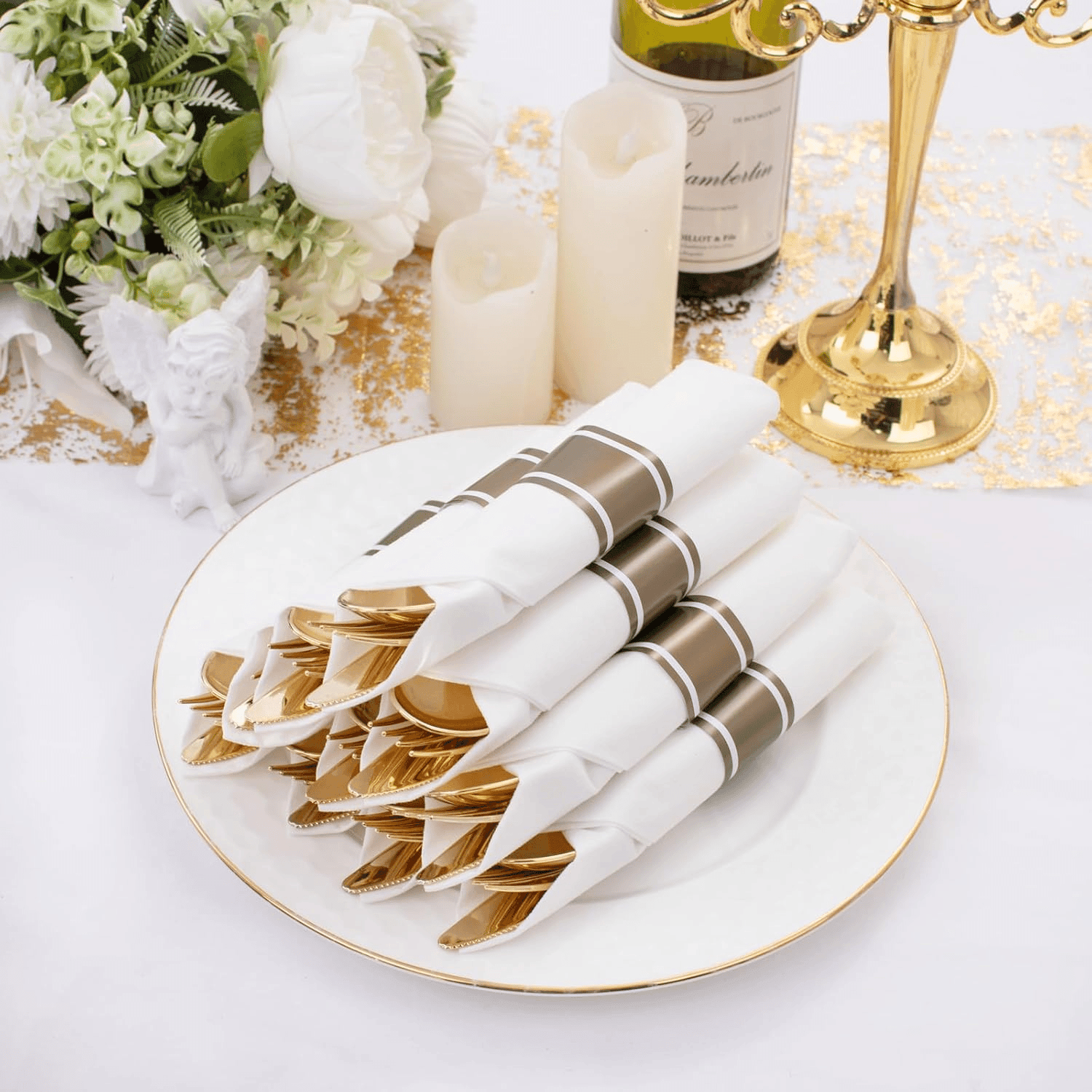 Gold Pre-Rolled Cutlery with Napkins — view 5