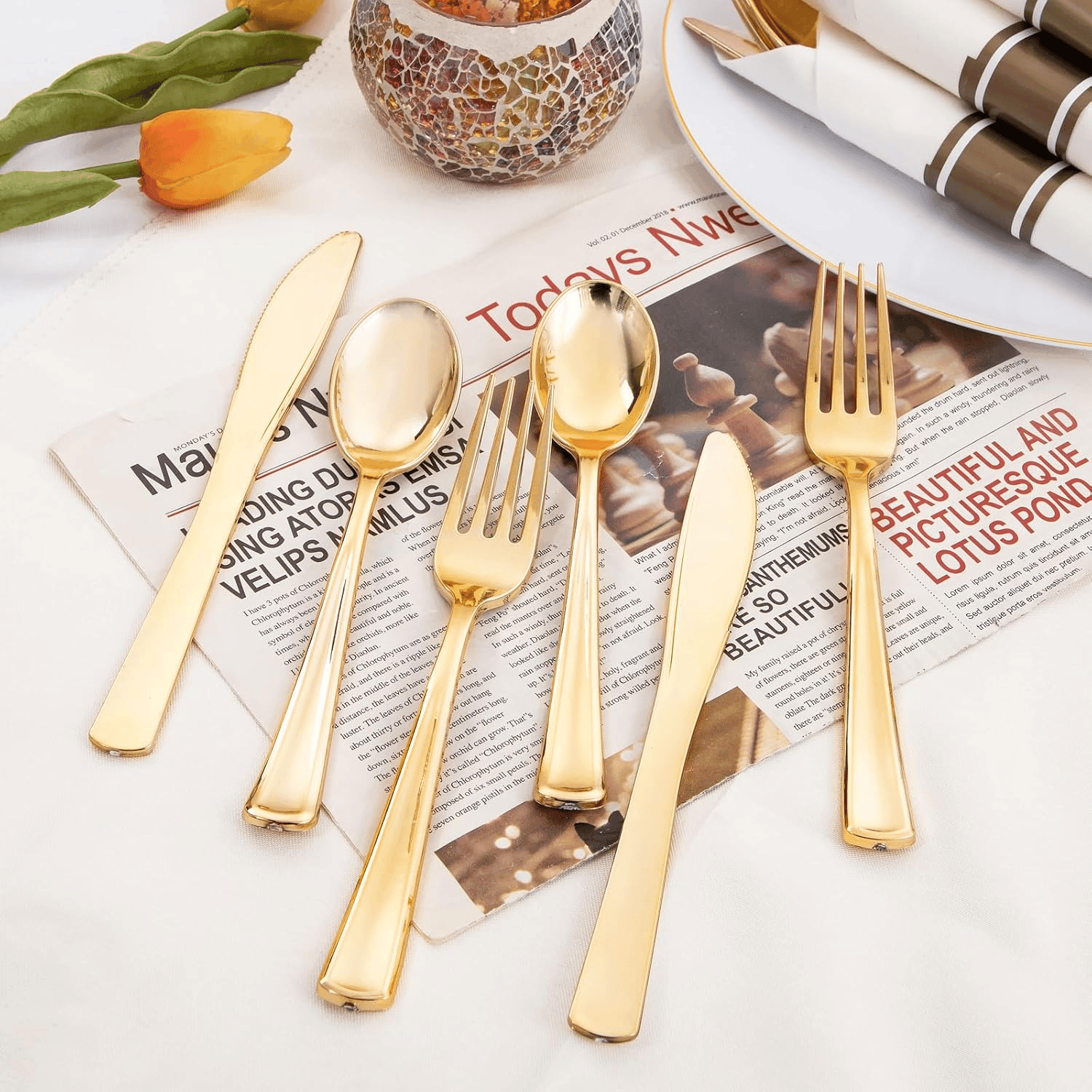 Gold Pre-Rolled Cutlery with Napkins — view 7