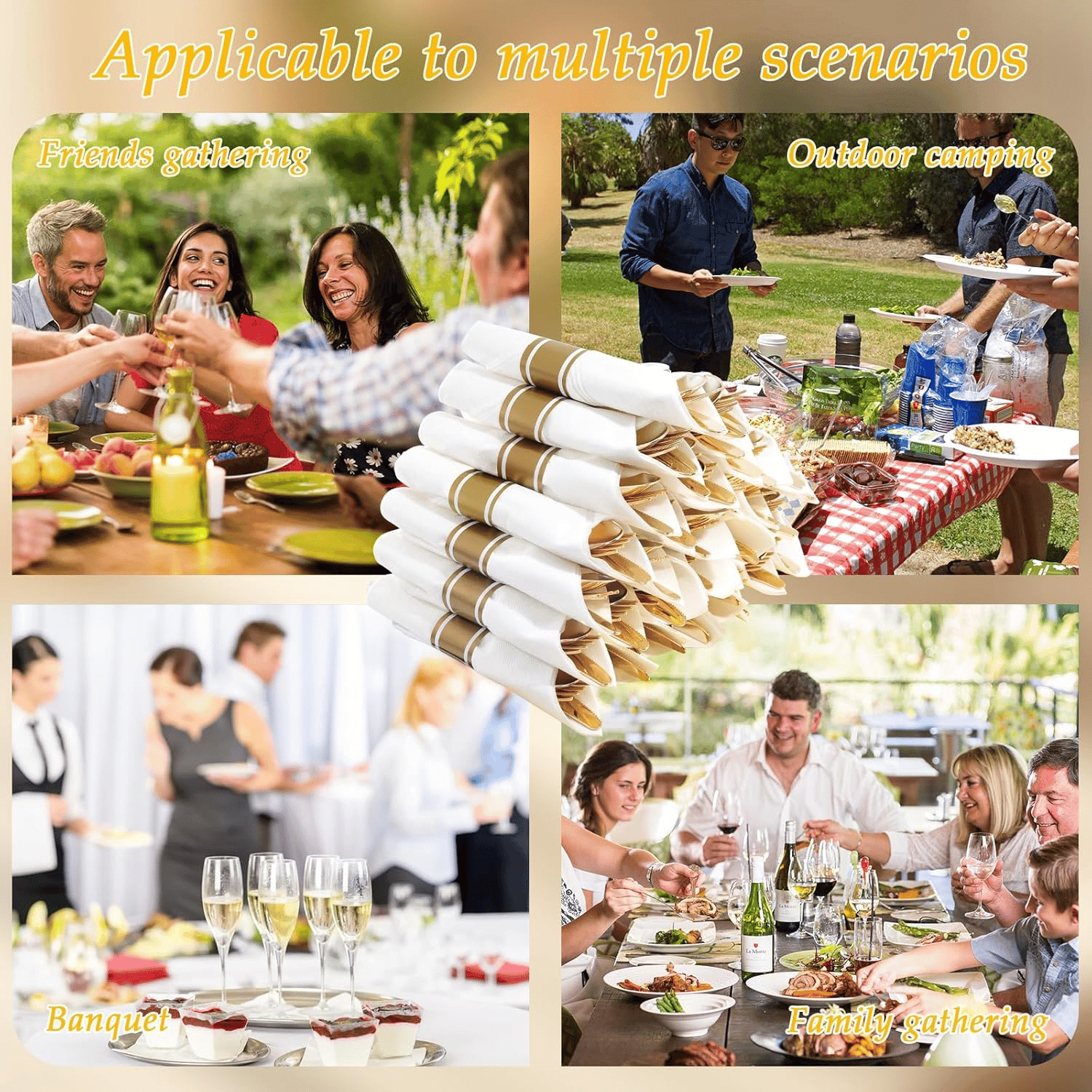 Gold Pre-Rolled Cutlery with Napkins — view 8
