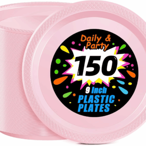 Pink 9inch Disposable Dinner Plates for Party (150 Pieces) — view 1