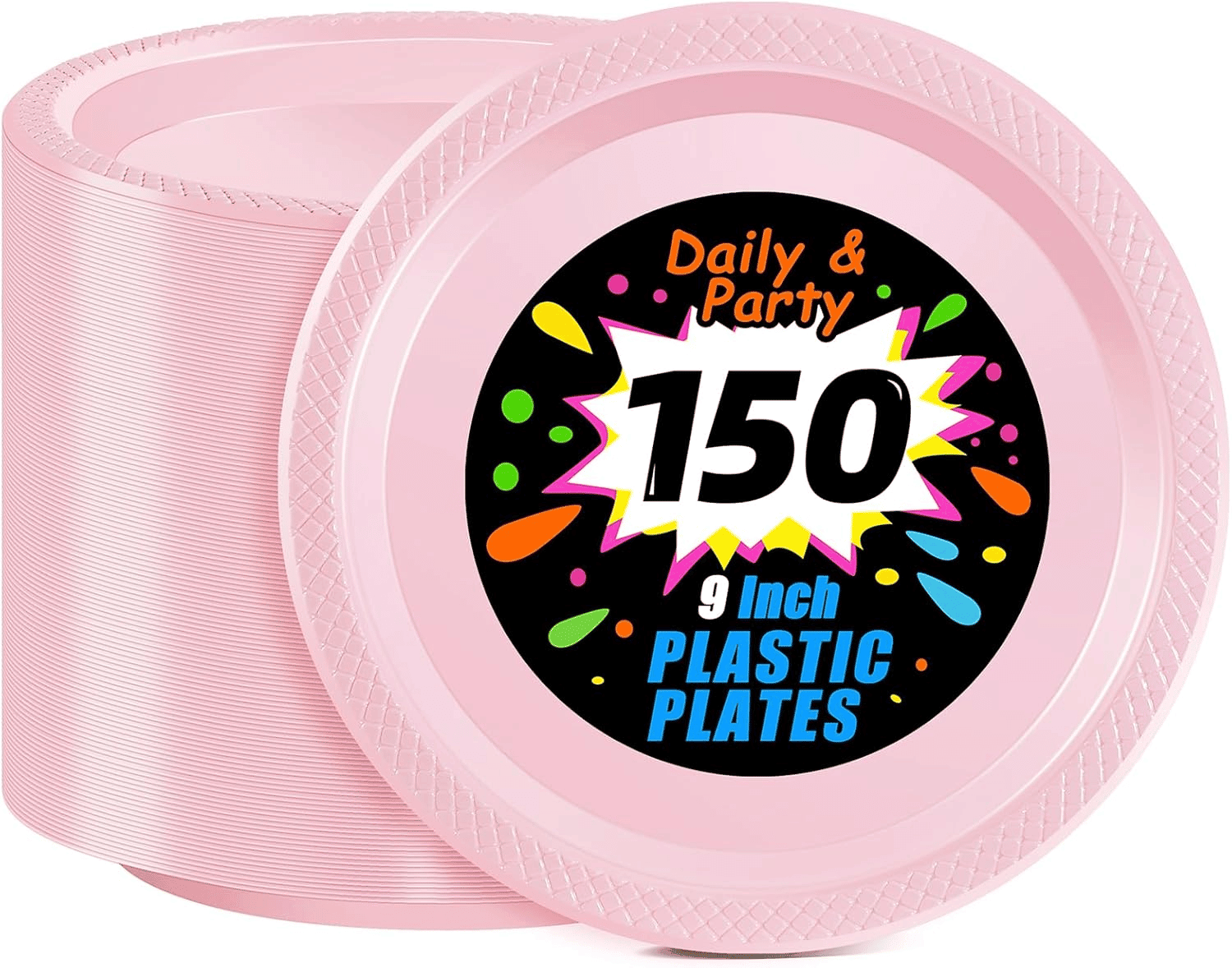 Pink 9inch Disposable Dinner Plates for Party (150 Pieces) — view 1