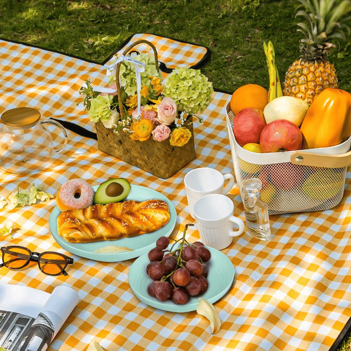 Four Color Wheat Straw Dinnerware Sets for 8,Microwave Dishwasher Safe,Unbreakable ,Reusable Tableware Set,Beige Set Plates, Bowls, Cups. — view 8