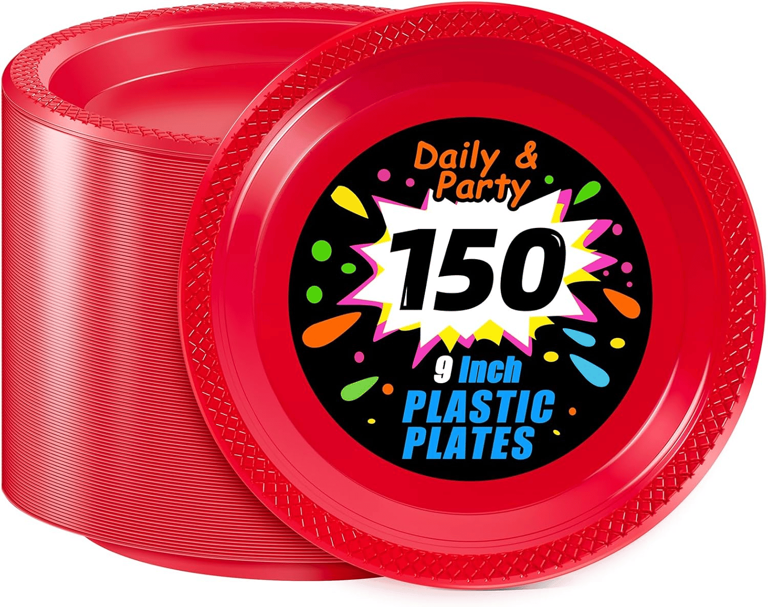 Red 9inch Disposable Dinner Plates for Party (150 Pieces) — view 1