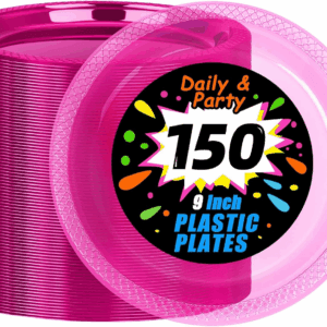 Neon Pink 9inch Disposable Dinner Plates for Party (150 Pieces) — view 1