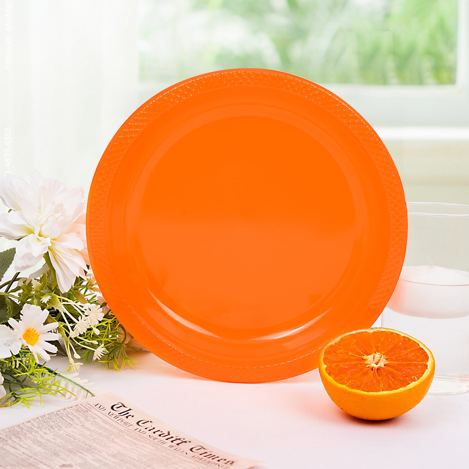 Orange 9inch Disposable Dinner Plates for Party (150 Pieces) — view 4