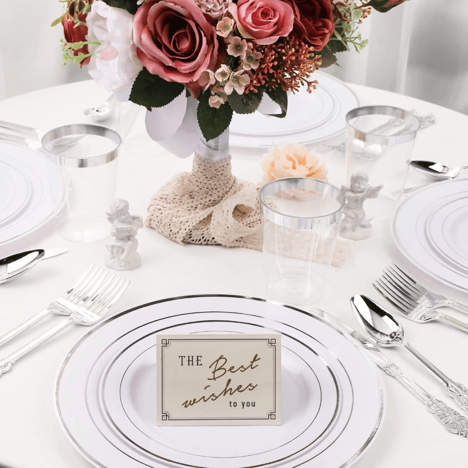 White And Silver Disposable Plates — view 8