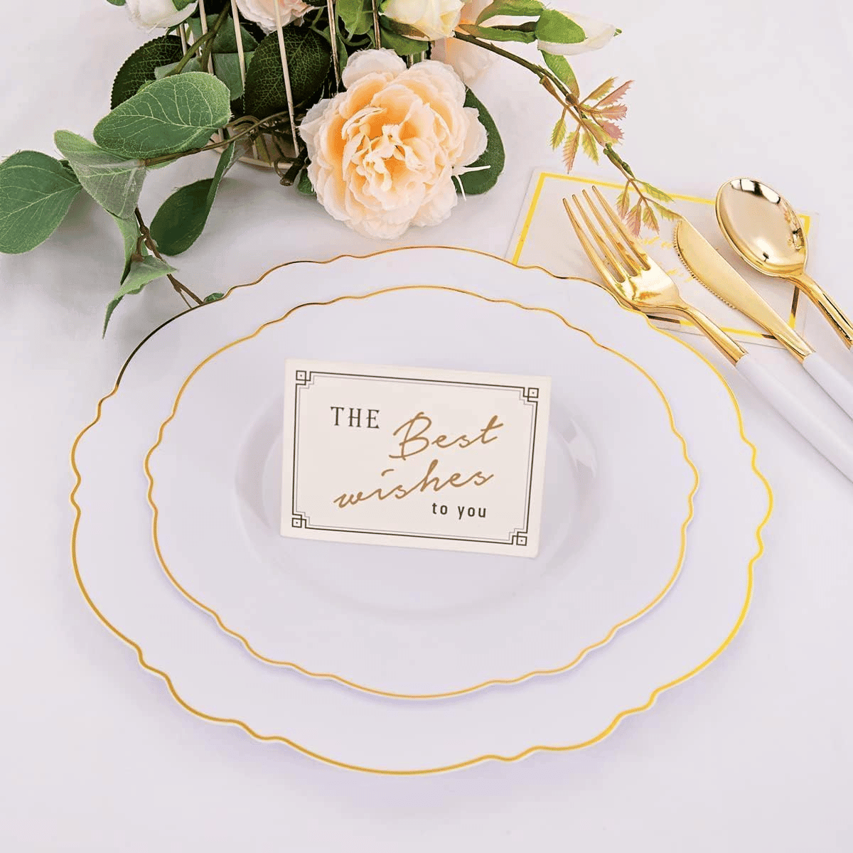 White And Gold Plates Disposable — view 10