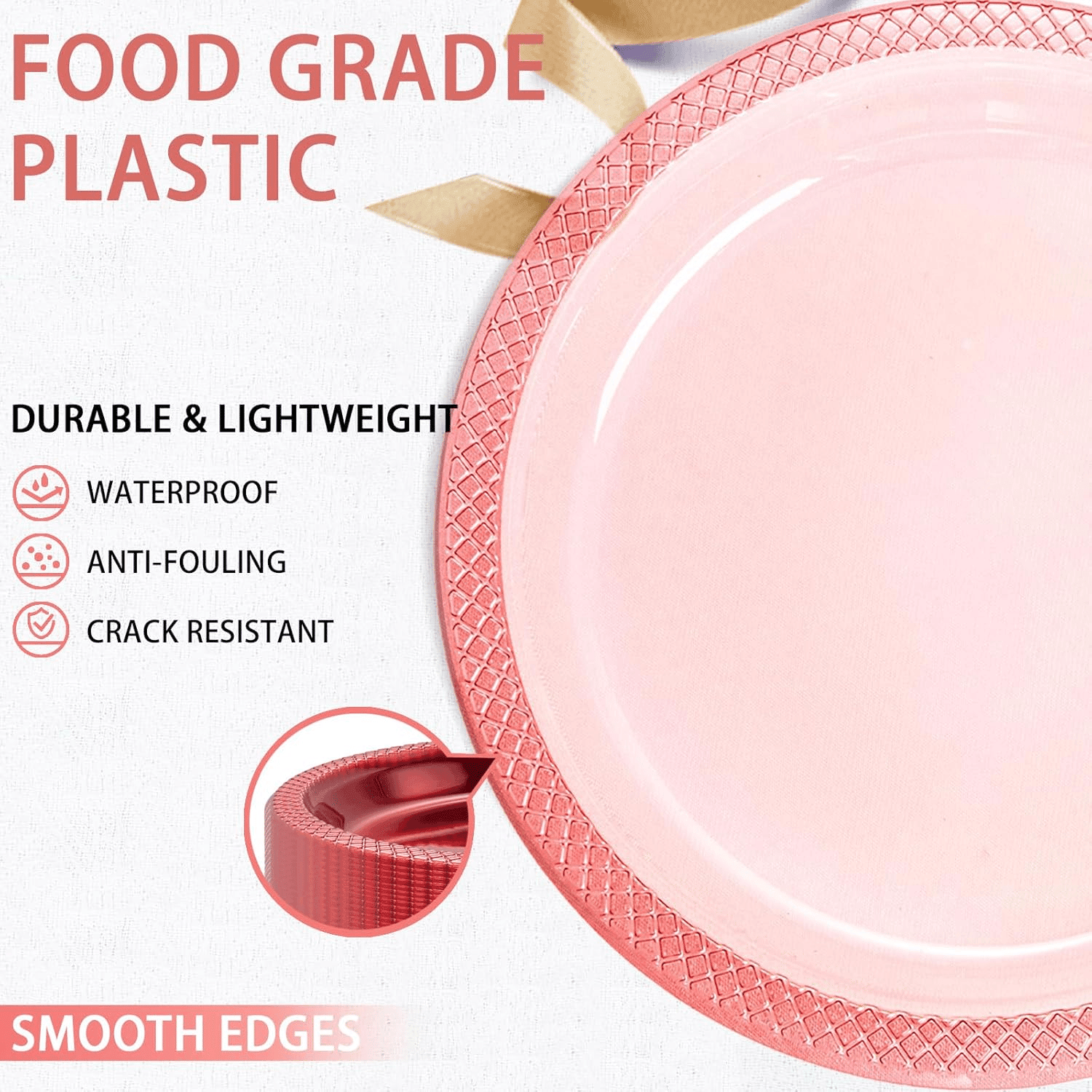 Neon Red 9inch Disposable Dinner Plates for Party (150 Pieces) — view 4