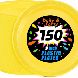 Yellow 9inch Disposable Dinner Plates for Party (150 Pieces) — view 1