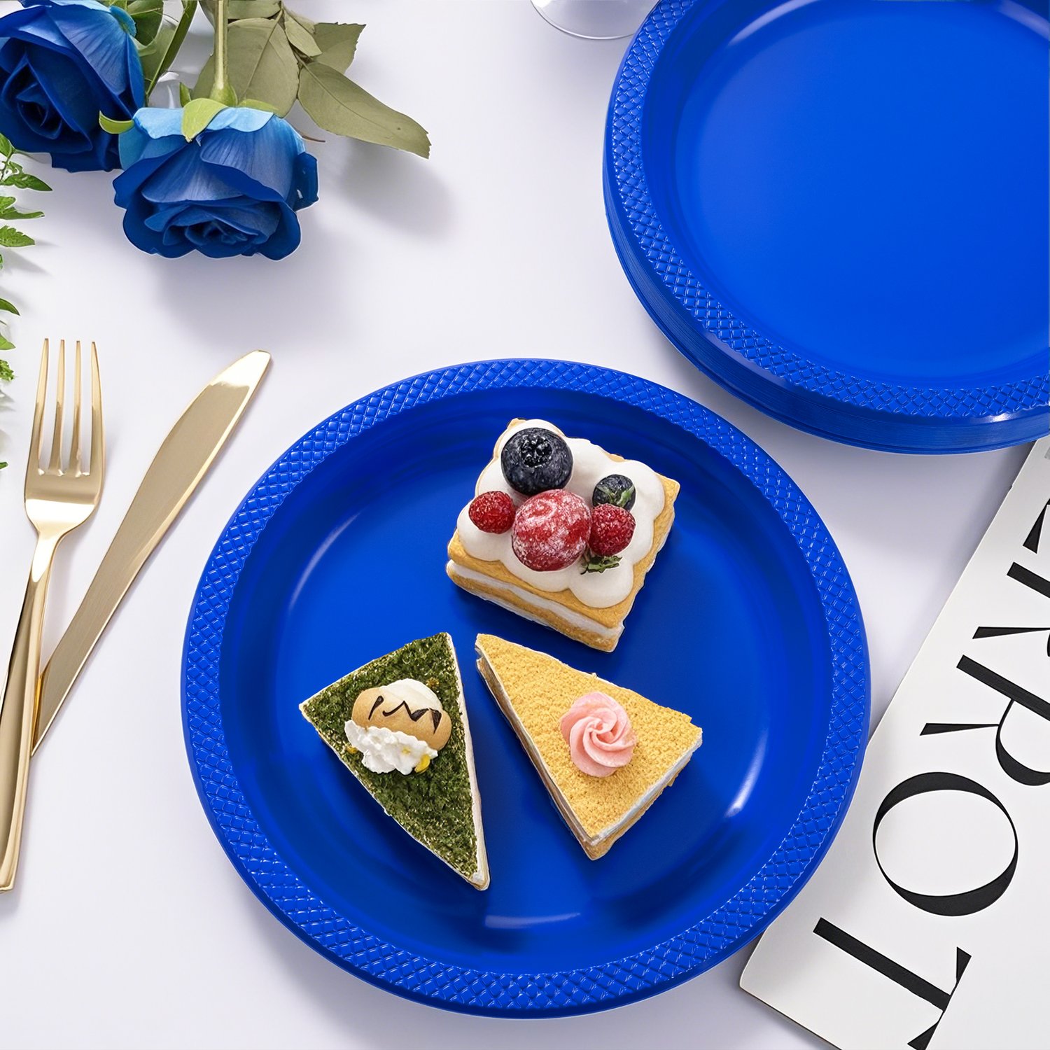 Royal Blue 9inch Disposable Dinner Plates for Party (150 Pieces) — view 2