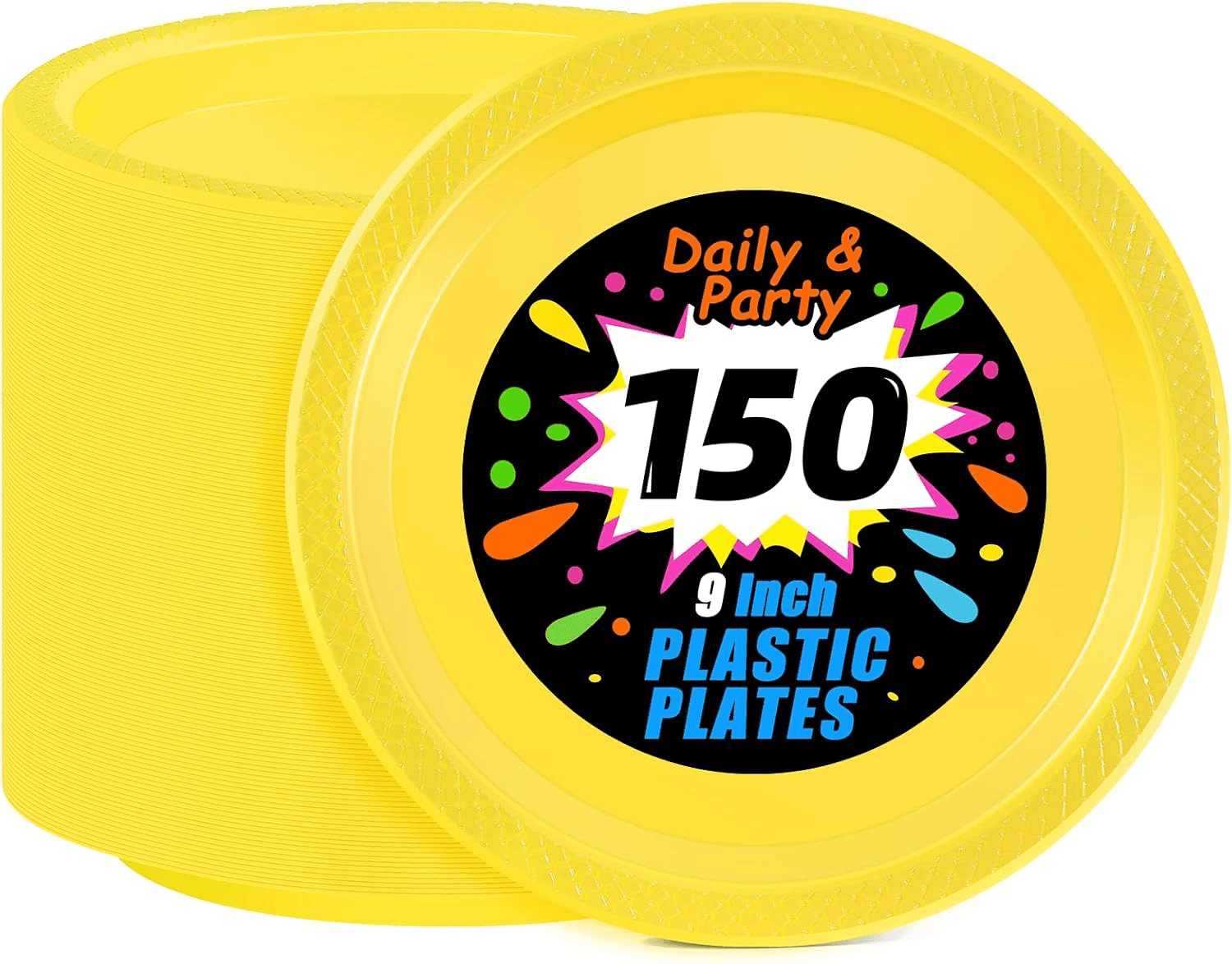 Yellow 9inch Disposable Dinner Plates for Party (150 Pieces) — view 1