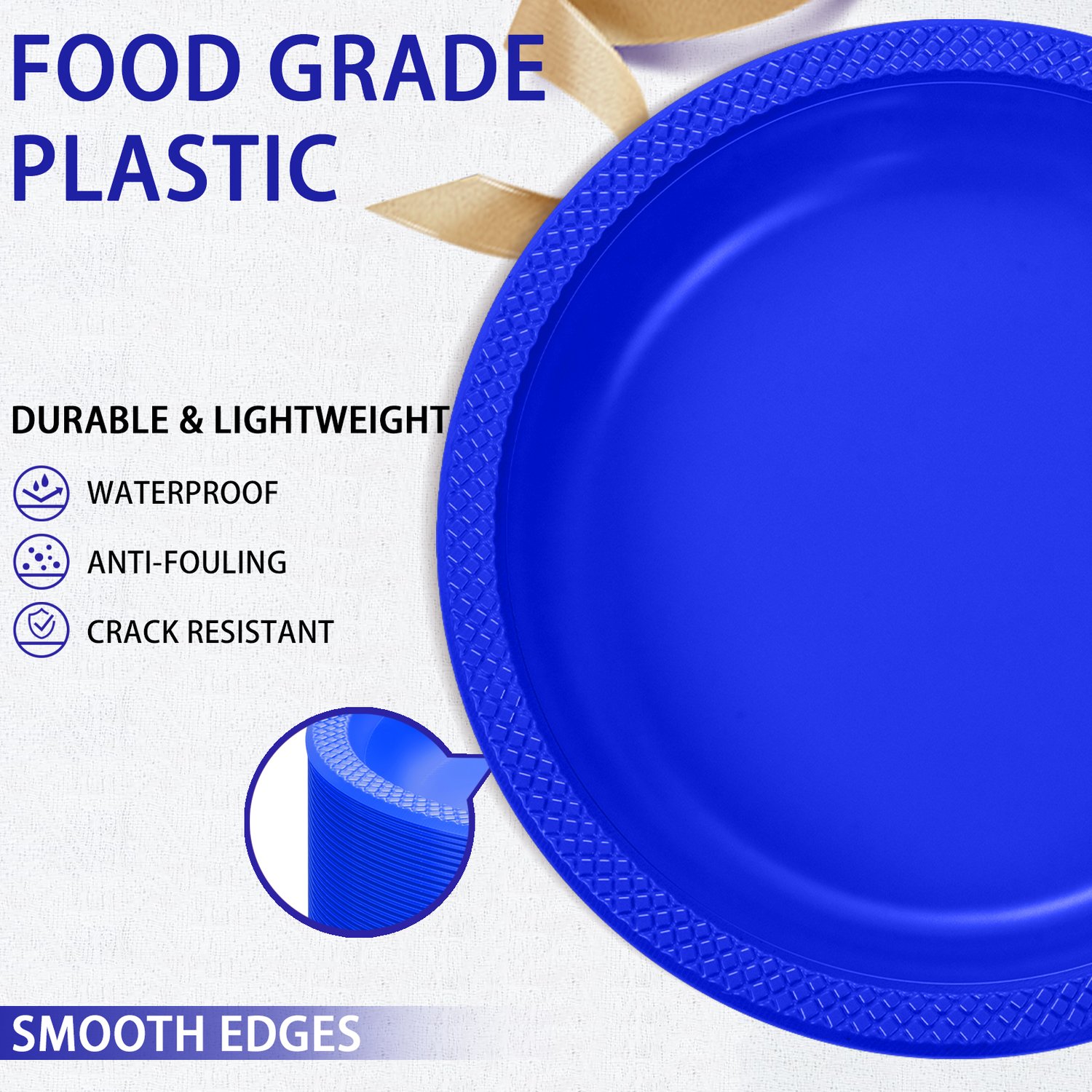 Royal Blue 9inch Disposable Dinner Plates for Party (150 Pieces) — view 3