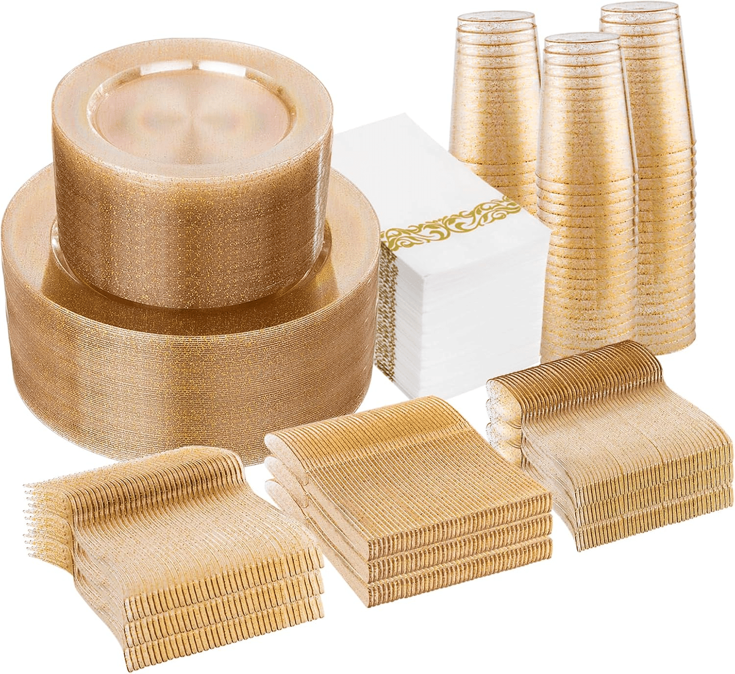 Clear And Gold Elegant Plastic Plates — view 8