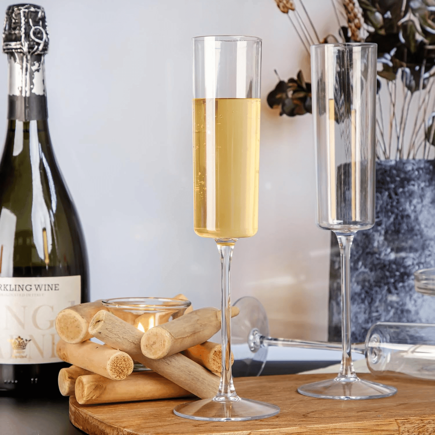 Disposable Champagne Glasses, Clear & Stylish (6 oz, 12 Pack) — view 3