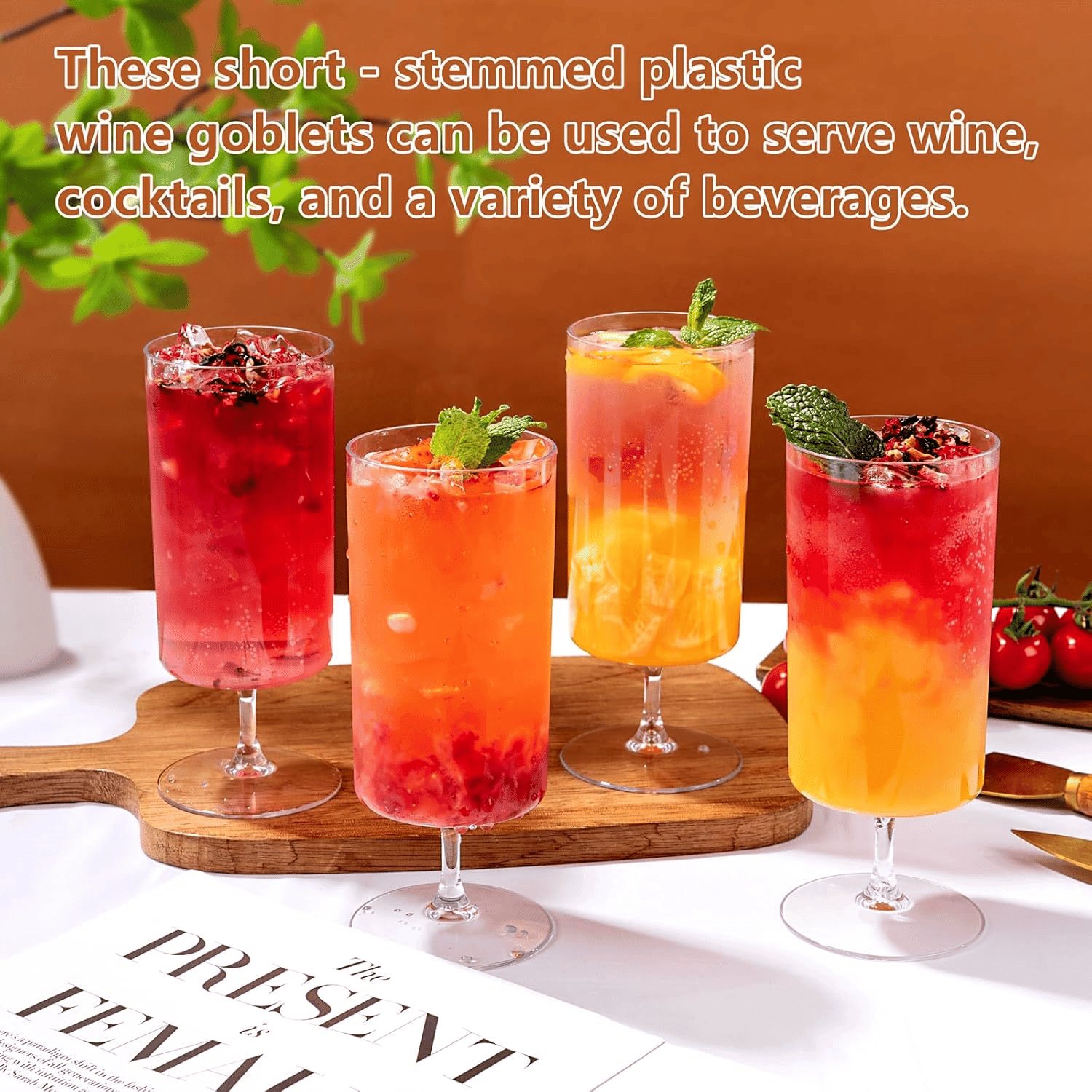 Clear Plastic Wine Goblets, Short Stem (14 oz, 12 Pack) — view 8