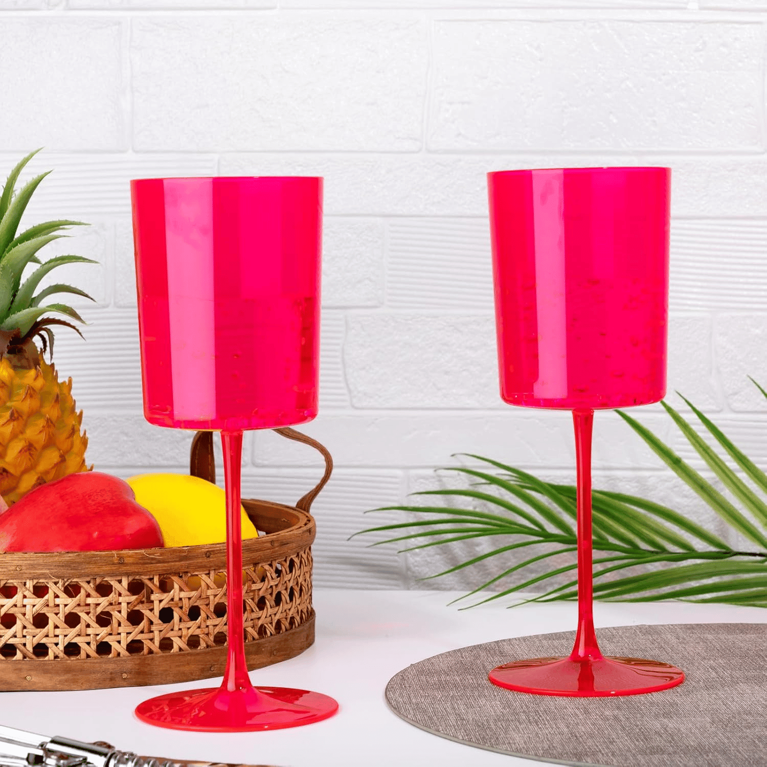 Hot Pink Plastic Wine Glasses, Party-Ready, Large Capacity (14 oz) — view 8