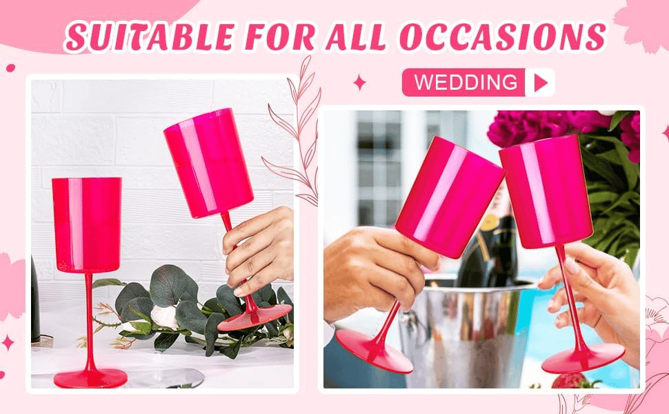 Hot Pink Plastic Wine Glasses, Party-Ready, Large Capacity (14 oz) — view 9