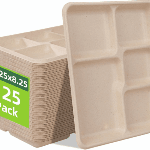 Natural 100% Compostable 5 Compartment Paper Plates — view 1