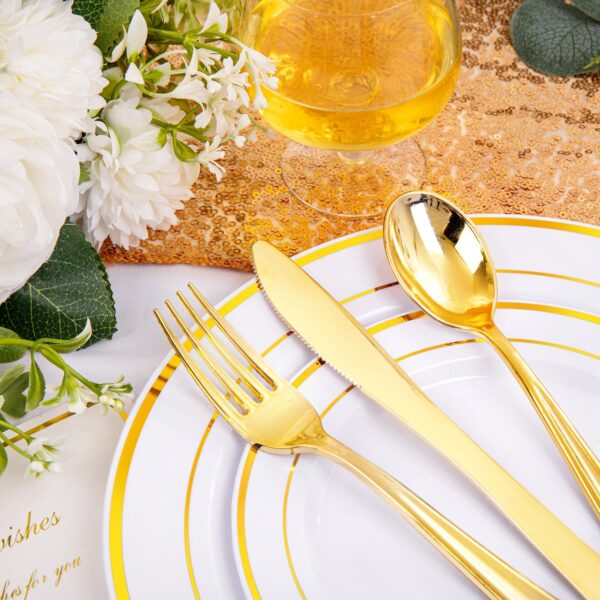 Gold Elegant Plastic Plates — view 4