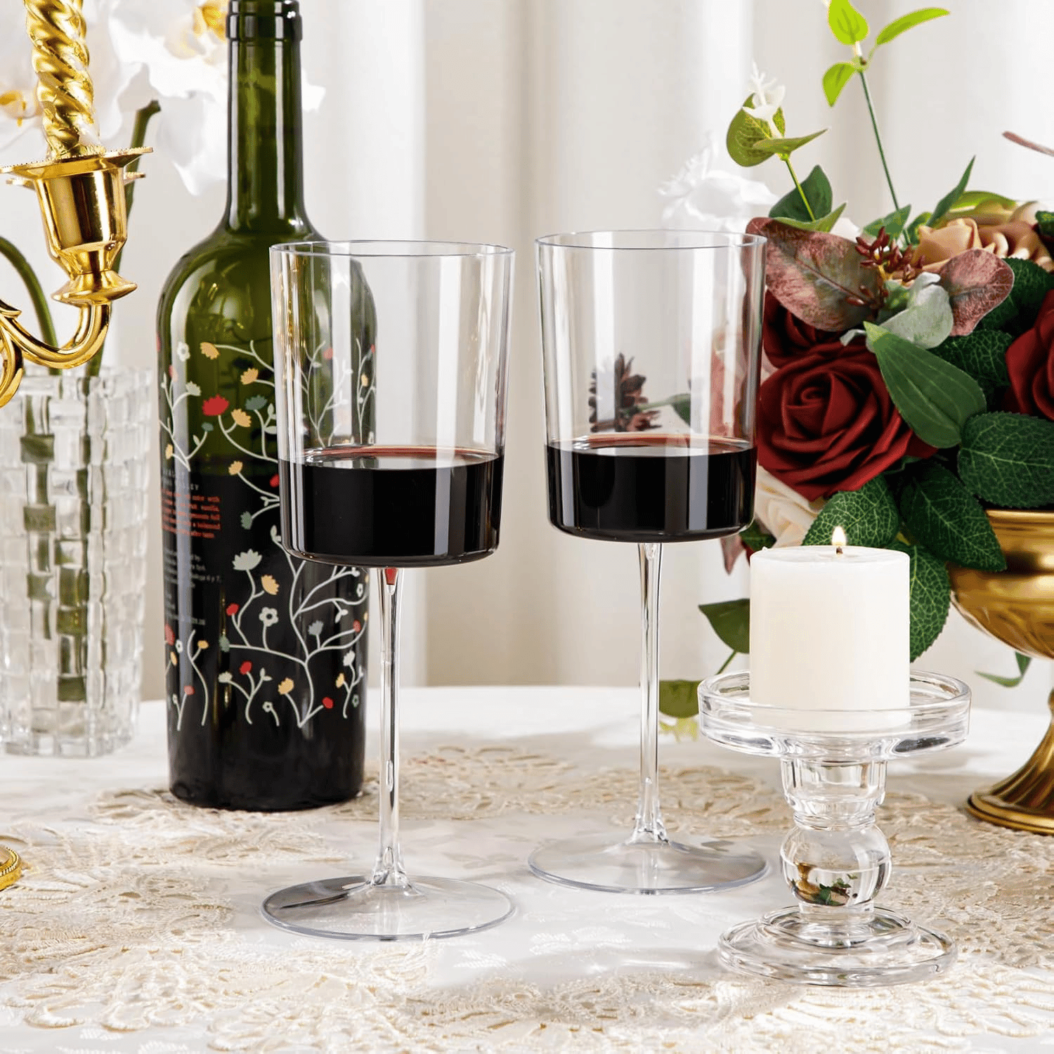 Clear Stemmed Wine Glasses, Party-Ready, Large Capacity (14 oz) — view 8
