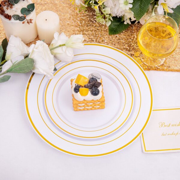 Gold Elegant Plastic Plates — view 5