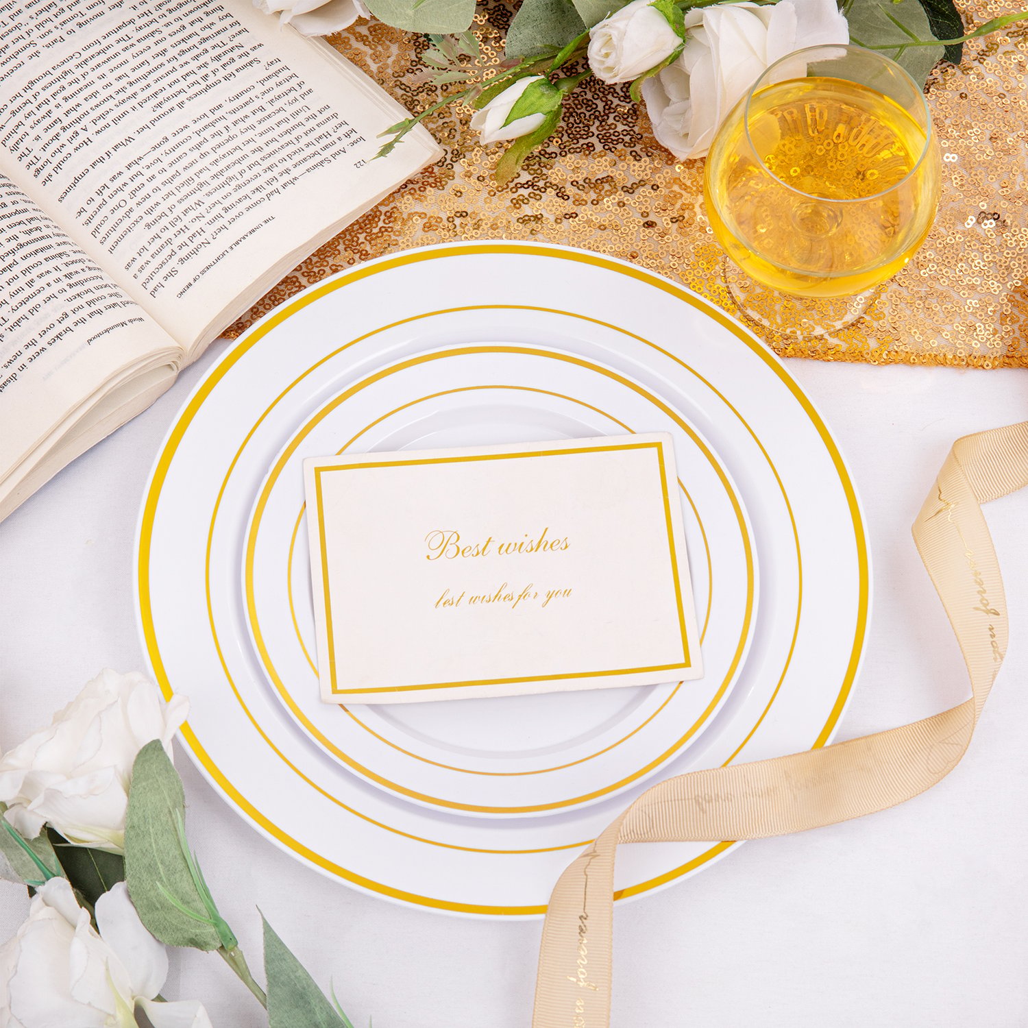 Gold Elegant Plastic Plates — view 6