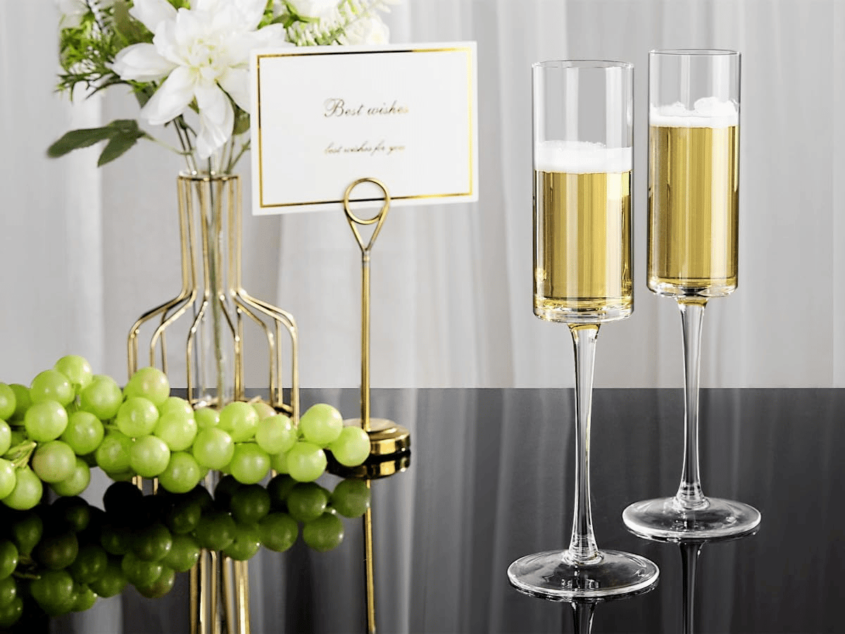 Crystal Champagne Flutes, Hand Blown (Vintage Style) (6 oz) — view 9