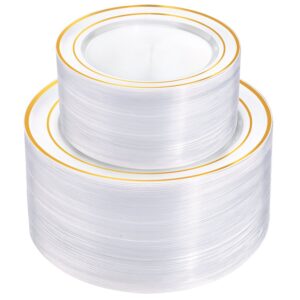 Clear And Gold Elegant Plastic Plates — view 1
