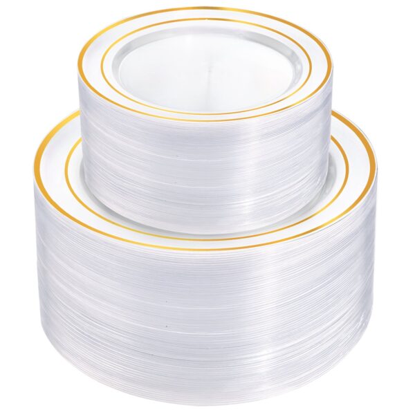 Clear And Gold Elegant Plastic Plates — view 1